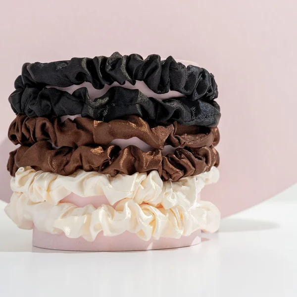 Brushworks Skinny Satin Scrunchies - 6 Pack