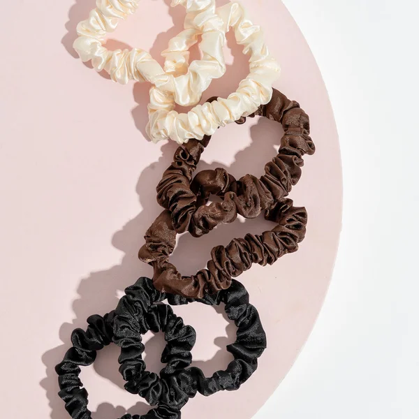 Brushworks Skinny Satin Scrunchies - 6 Pack