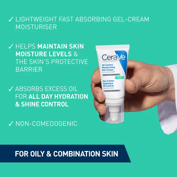 CeraVe Oil Control Moisturising Gel-Cream With Oil Absorbing Technology And Ceramides For Combination And Oily Skin 52ml