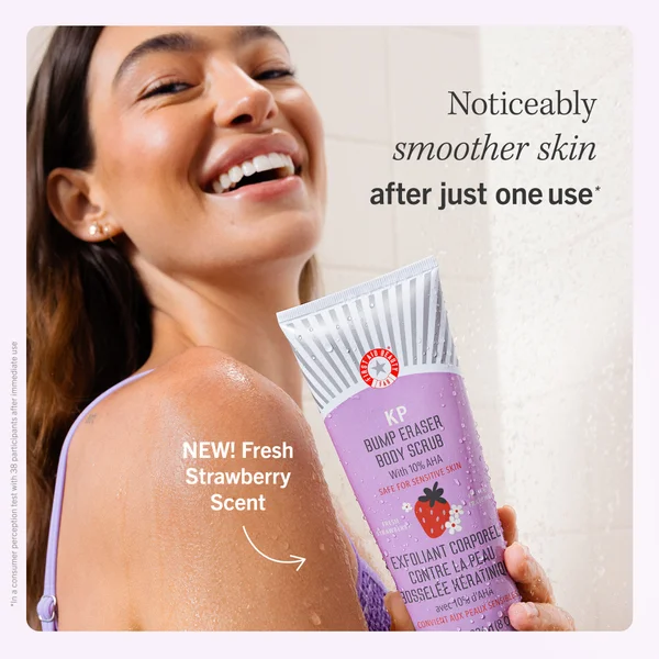 First Aid Beauty KP Bump Eraser Fresh Strawberry Body Scrub With 10% AHA 226g
