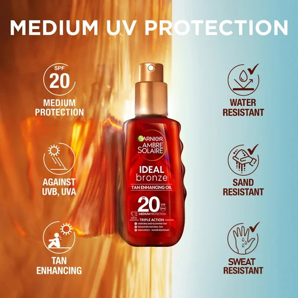 Garnier Ambre Solaire Ideal Bronze Protective Oil SPF20  Sun Cream Spray 150ml