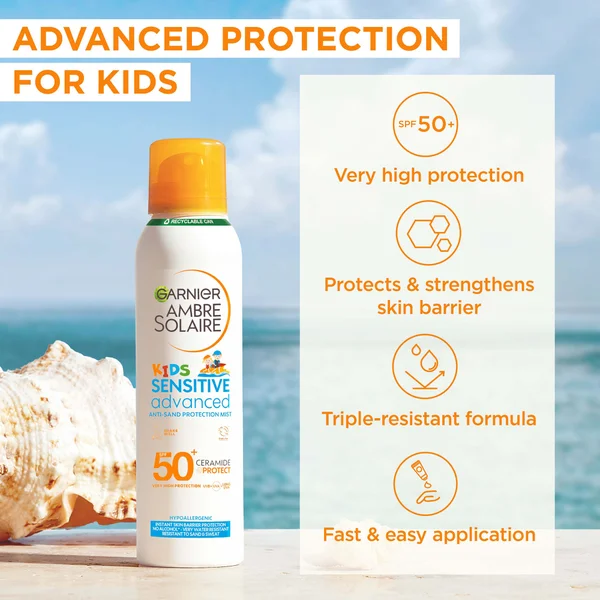 Garnier Ambre Solaire Kids' SPF 50+ Sensitive Advanced Anti-Sand Mist 150ml