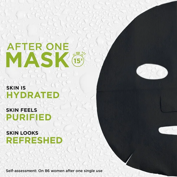 Garnier Charcoal And Algae Purifying And Hydrating Face Sheet Mask For Enlarged Pores 28g
