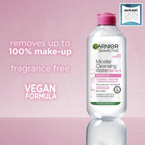 Garnier Micellar Water Facial Cleanser And Makeup Remover For Sensitive Skin 400ml