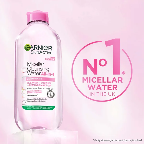 Garnier Micellar Water Facial Cleanser Sensitive Skin 400ml Duo Pack