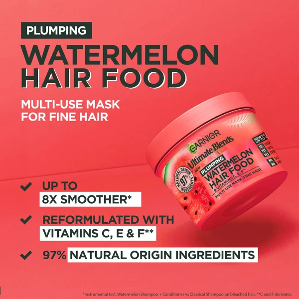 Garnier Ultimate Blends Plumping Hair Food Watermelon 3-in-1 Mask Treatment 390ml