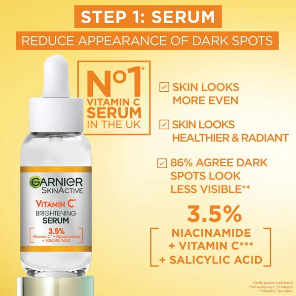 Garnier Vitamin C Brightening Serum & Glow UV Fluid SPF 50+ Face Duo Set