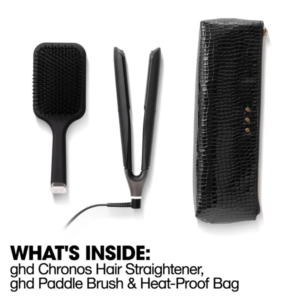 Ghd Chronos Styler Gift Set With Paddle Brush And Styler Bag