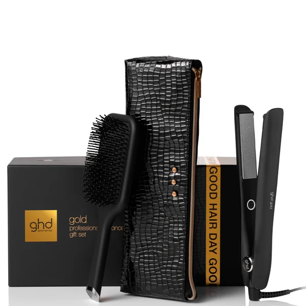 ghd Gold Styler gift set with detangling comb and styler bag