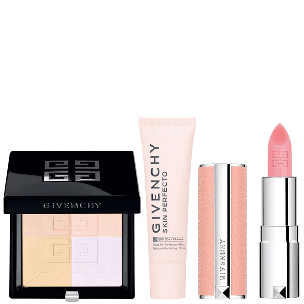 Givenchy Prisme Libre Pressed 4-Colour Pressed Powder & Skin Perfecto Fluid UV SPF Protector Bundle (Various Shades)