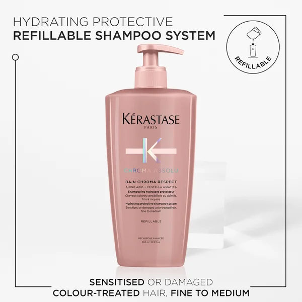 Kérastase Chroma Absolu Bain Chroma Respect Refillable Shampoo 500ml For Colour-Treated Hair