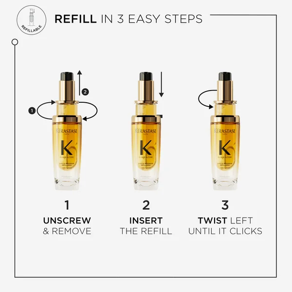 Kérastase Elixir Ultime Hair Oil L'Huile Originale Refillable For All Hair Types With Argan Oil & Heat Protection 75ml