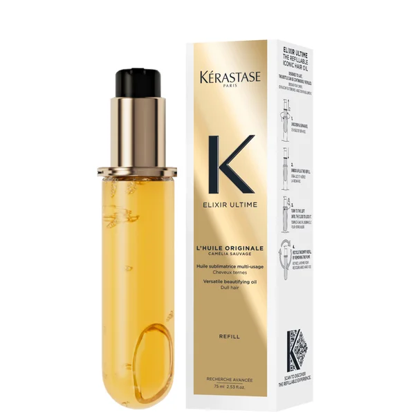 Kérastase Elixir Ultime Hair Oil L'Huile Originale Refill Capsule For All Hair Types with Argan Oil & Heat Protection 75ml