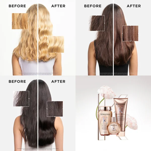 Kérastase Gloss Absolu Hair Treatment Spray For All Hair Types With Glycolic Acid Hyaluronic Acid & Wild Rose 190ml