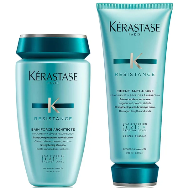 Kérastase Resistance Strengthening Shampoo & Conditioner Set for Damaged Brittle Hair with Vita-Ciment Complex