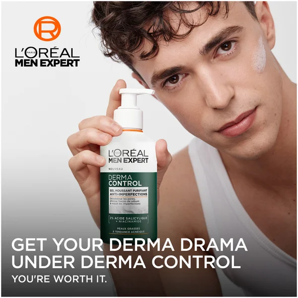 L'Oréal Men Expert Derma Control Purifying Cleansing Gel With 2% Salicylic Acid + Niacinamide 260ml