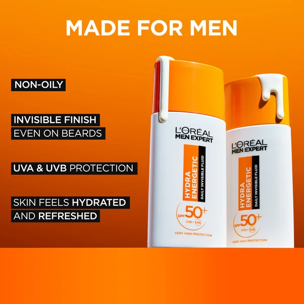 L'Oréal Men Expert Hydra Energetic Daily SPF50+ Invisible Fluid With Antioxidant Vitamin C* 50ml