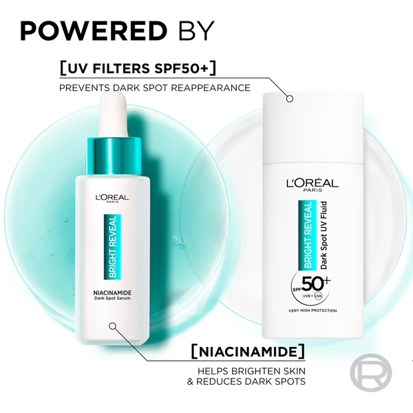 L'Oréal Paris Bright Reveal Niacinamide Dark Spot Set With Serum And UV Fluid SPF50+