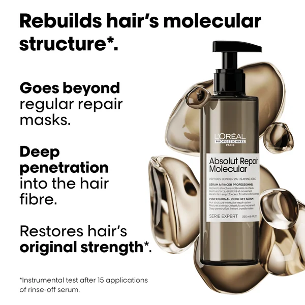 L'Oréal Professionnel Absolut Repair Molecular Rinse Off Serum Conditioner Treatment For Damaged Hair 250ml