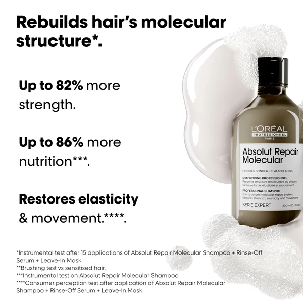 L'Oréal Professionnel Absolut Repair Molecular Sulphate Free Shampoo For Damaged Hair 300ml
