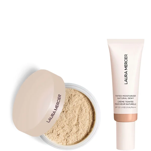 Laura Mercier Mini Translucent Loose Setting Powder Ultra Blur and Tinted Moisturiser Natural Dewy SPF 30 Duo (Various Shades)