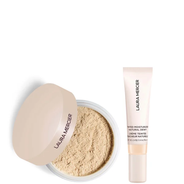 Laura Mercier Mini Translucent Loose Setting Powder Ultra Blur and Travel Size Tinted Moisturiser Dewy Duo (various shades)