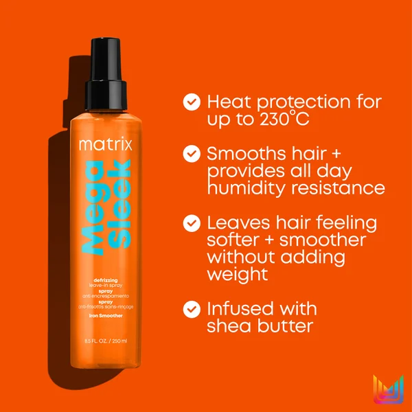 Matrix Total Results Mega Sleek Iron Smoother Heat Protection And Frizz Control Hair Spray 250ml