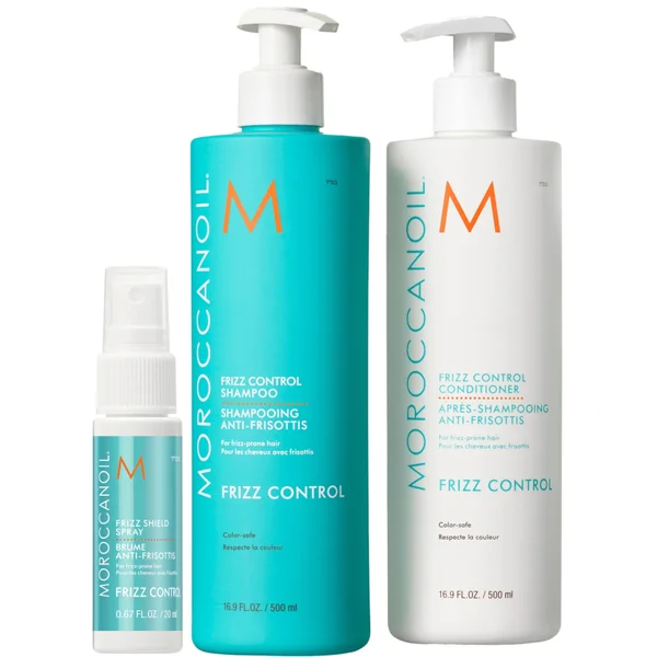 Moroccanoil Frizz Control Shampoo and Conditioner 500ml Duo + Frizz Shield Spray 20ml