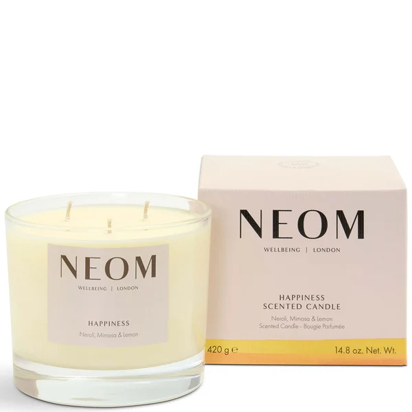 NEOM Wellbeing Happiness Scented 3 Wick Candle