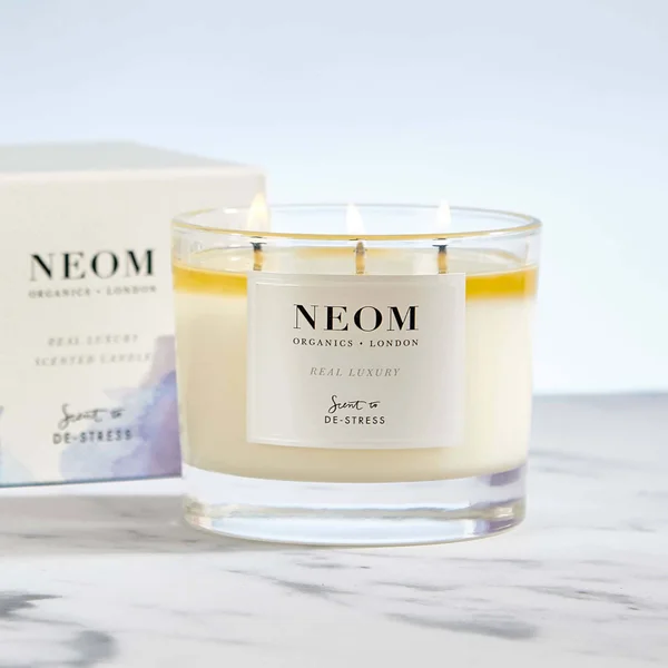 NEOM Wellbeing Real Luxury De-Stress Scented 3 Wick Candle