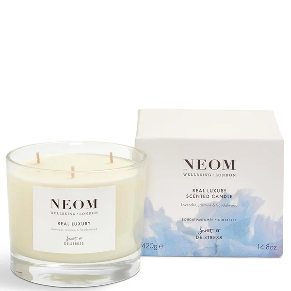 NEOM Wellbeing Real Luxury De-Stress Scented 3 Wick Candle