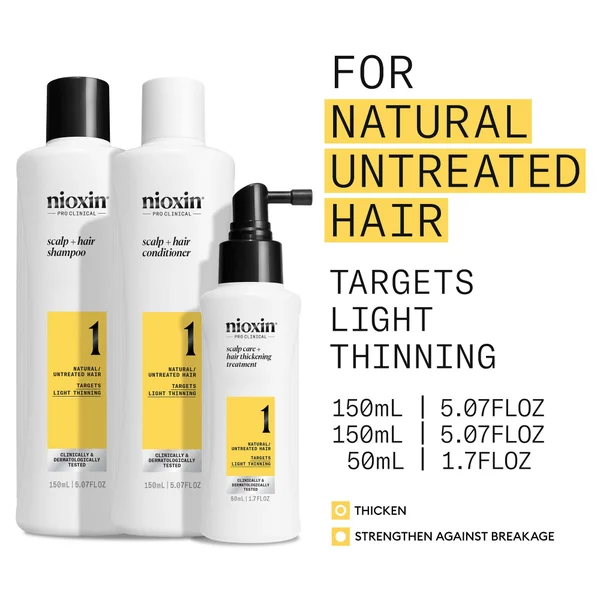 NIOXIN Scalp And Hair Thickening System 1 For Natural Hair With Light Thinning Trial Kit