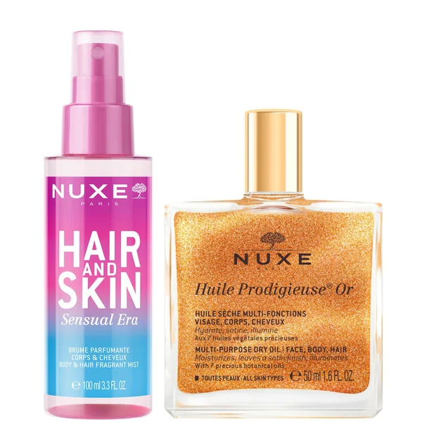 NUXE Huile Prodigieuse Shimmering Multi-Purpose Dry Oil 50ml & 'Sensual Era' Hair & Body Fragrance Mist 100ml Bundle