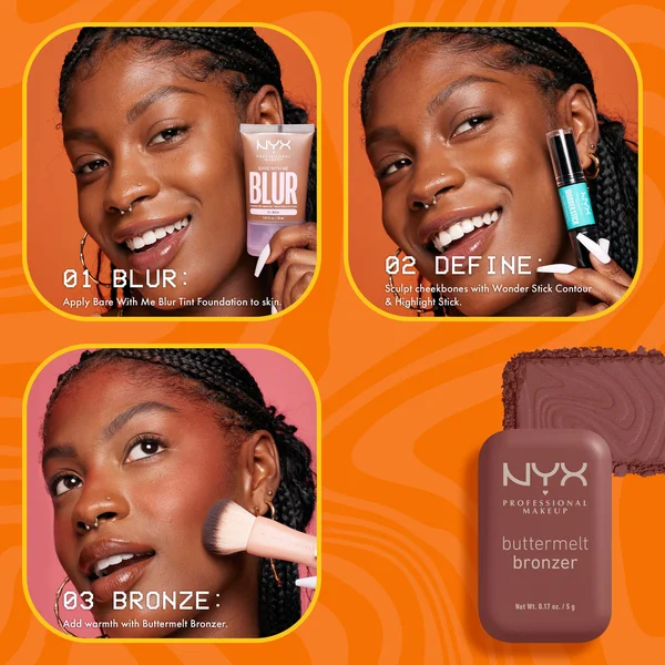 NYX Professional Makeup Buttermelt Powder Bronzer 12H Wear Fade & Transfer Resistant (Various Shades)