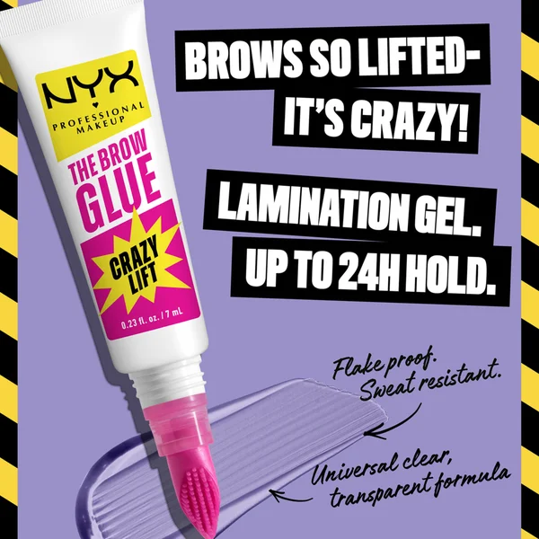 NYX Professional Makeup The Brow Glue Crazy Lift Brow Lamination Gel- Transparent