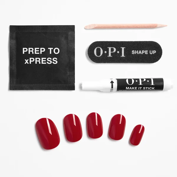 OPI XPRESS/ON Red Press On Nails Gel-Like Salon Manicure - Big Apple Red