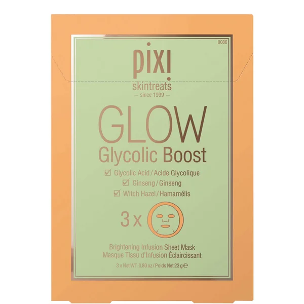 PIXI GLOW Glycolic Acid Boost Sheet Mask (Pack of 3)
