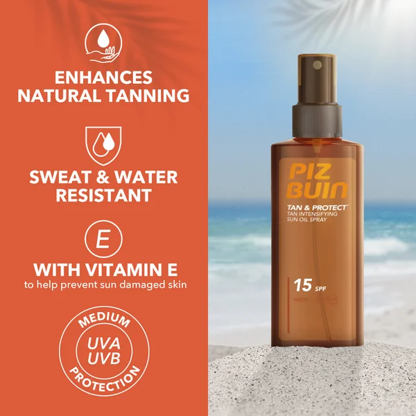 Piz Buin Tan & Protect Tan Intensifying Sun Oil Spray - Medium SPF15 150ml