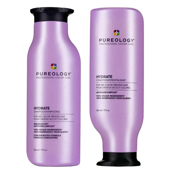 Pureology Hydrate Shampoo and Conditioner Moisturising Bundle for Dry Hair Sulphate Free for a Gentle Cleanse