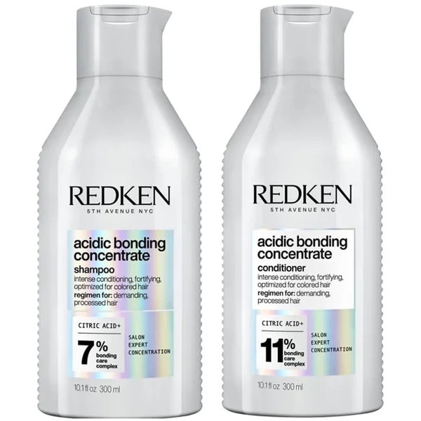 Redken Acidic Bonding Concentrate Shampoo 300ml and Conditioner 300ml Bundle Bond Repair for Damaged Hair