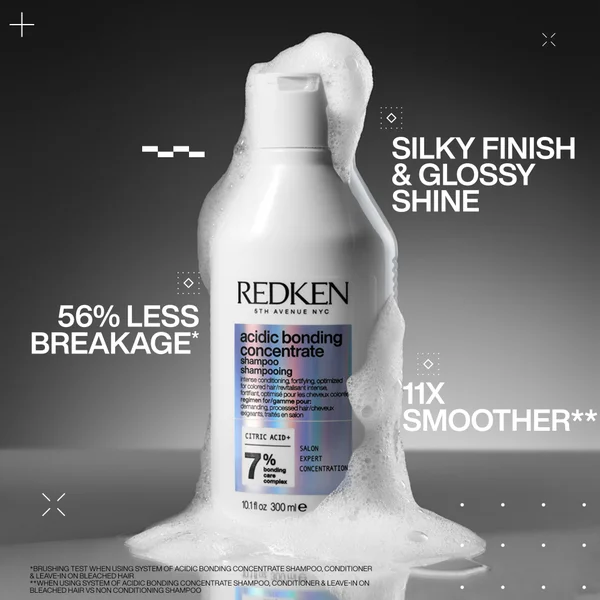 Redken Acidic Bonding Concentrate Shampoo Bond Repair For Damaged Hair Sulphate Free For Gentle Cleansing 300ml