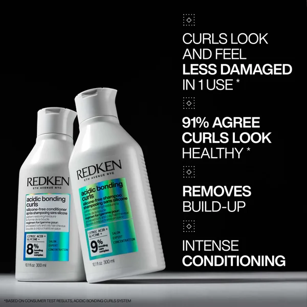 Redken Acidic Bonding Curls Shampoo 300ml Conditioner 300ml & Leave-In 250ml Bundle For Damaged Curly & Coily Hair