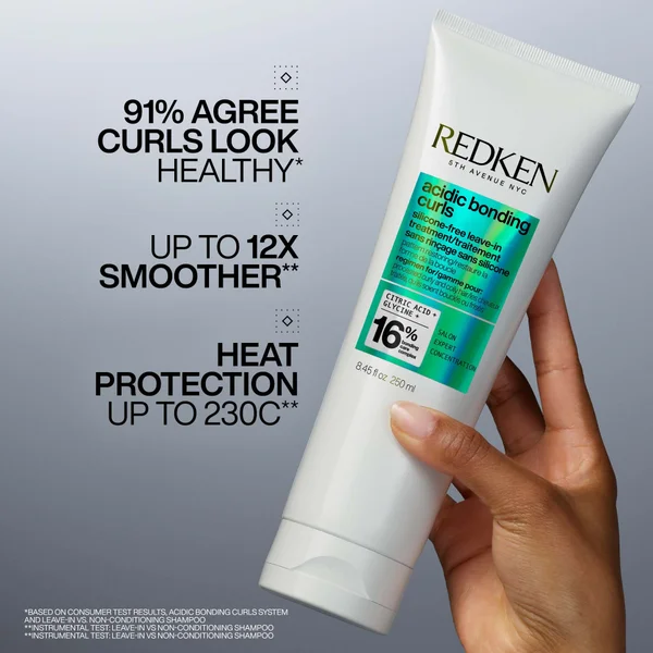 Redken Acidic Bonding Curls Shampoo 300ml Conditioner 300ml & Leave-In 250ml Bundle For Damaged Curly & Coily Hair