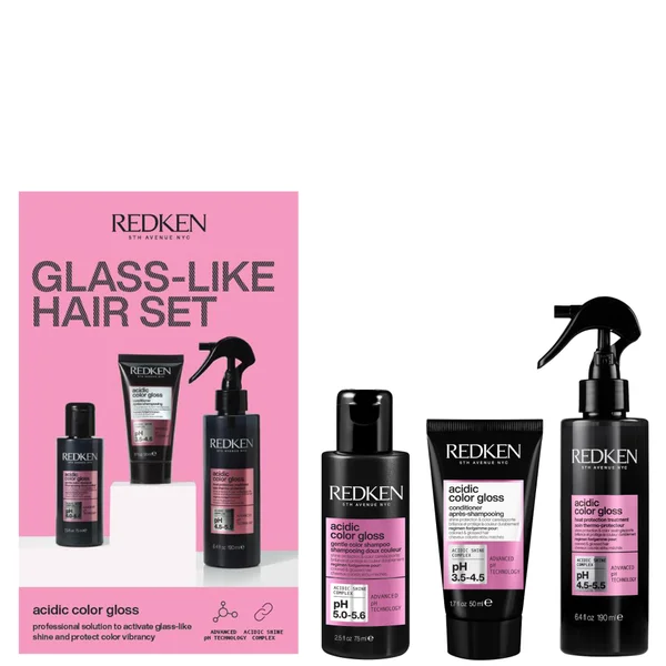 Redken Acidic Color Gloss Discovery Set Heat Protection Hair Treatment 190ml Shampoo 75ml Conditioner 50ml