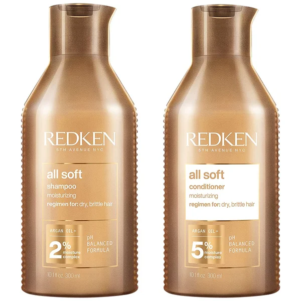 Redken All Soft Shampoo 300ml and Conditioner 300ml Hydrating Bundle to add Softness & Shine for Dry Hair