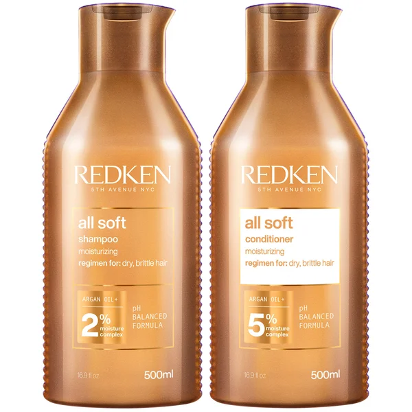 Redken All Soft Shampoo And Conditioner Routine For Dry Brittle Hair Supersize 500ml