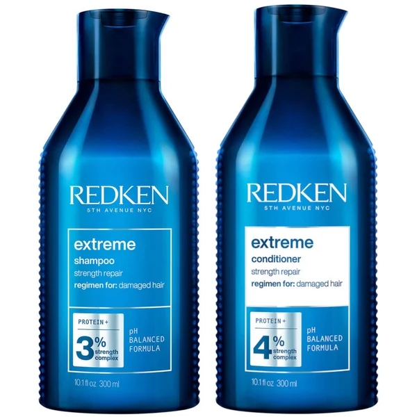 Redken Extreme Shampoo 300ml and Conditioner 300ml Bundle for Damaged Hair with Protein and Strength Complex