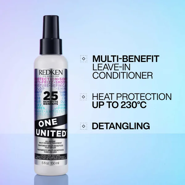 Redken One United Multi-Benefit Treatment Spray 25 Benefits Heat Protection Detangling And Conditioning 150ml