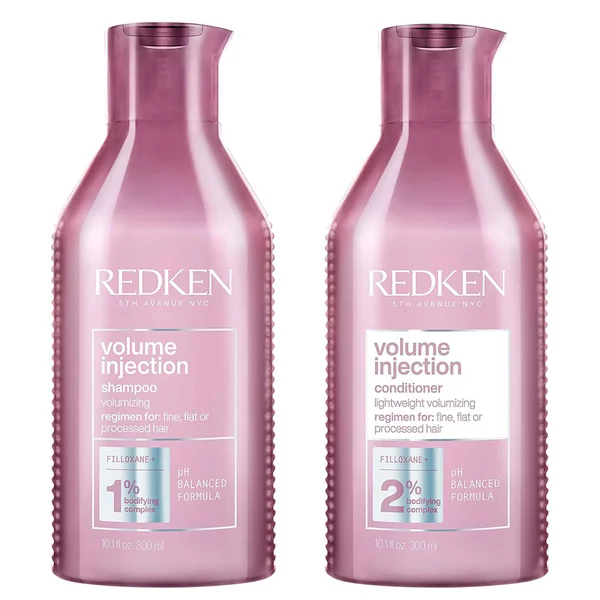 Redken Volume Injection Shampoo 300ml and Conditioner 300ml Set for Fine Flat Hair Adds Lift and Volume
