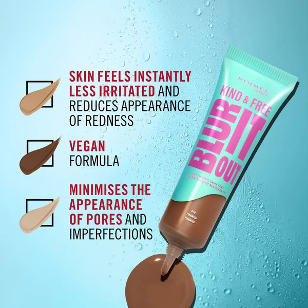 Rimmel London Kind & Free BLUR IT OUT Mattifying Skin Tint 30ml (Various Shades)